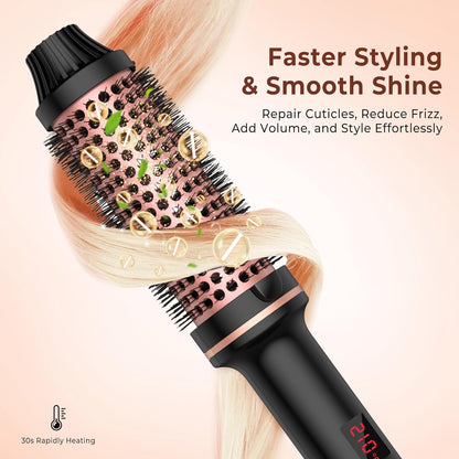 Ceramic Tourmaline Curling Iron Brush – 1.5" Dual Voltage