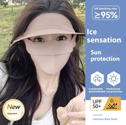 Ice Silk Sun Face Mask – UPF 50+ UV Protection Outdoor Hat