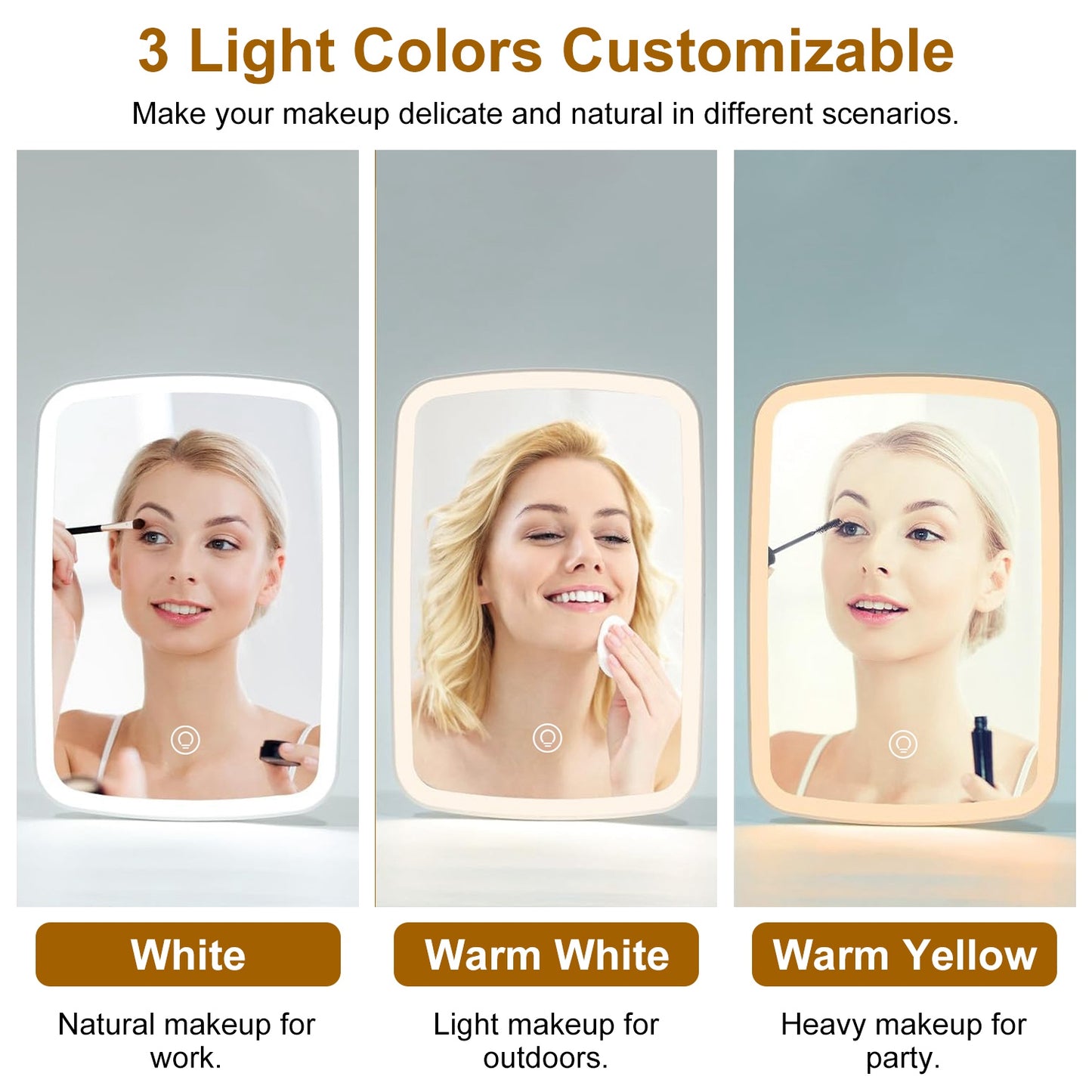 LED Lighted Makeup Mirror – USB Rechargeable Vanity Desk Mirror
