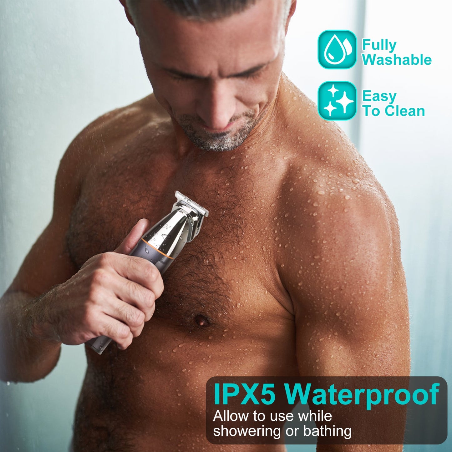 Beard Trimmer for Men – 5-in-1 IPX5 Waterproof Grooming Kit