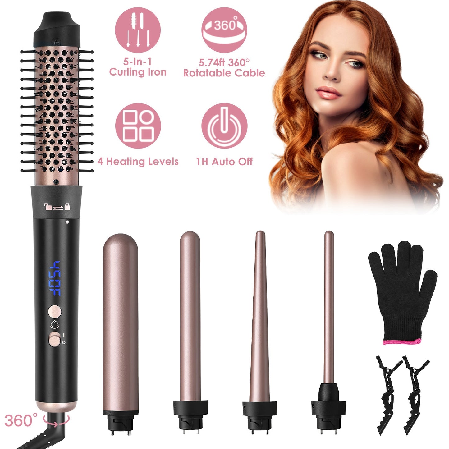 5-in-1 Curling Wand Set – 5 Barrels All Hair Types