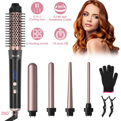 5-in-1 Curling Wand Set – 5 Barrels All Hair Types