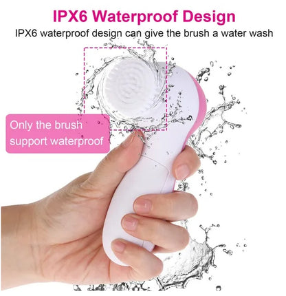 Electric Facial Cleansing Brush – 5 Heads 360° Deep Pore