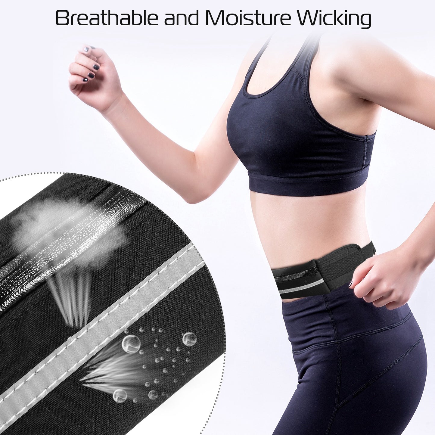 Running Waist Bag – Waterproof Lycra Sports Belt Phone Holder