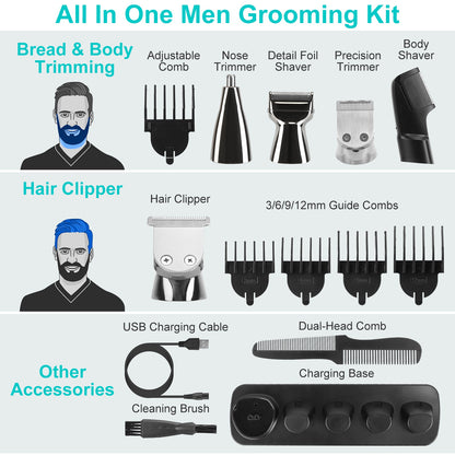 Beard Trimmer for Men – 5-in-1 IPX5 Waterproof Grooming Kit
