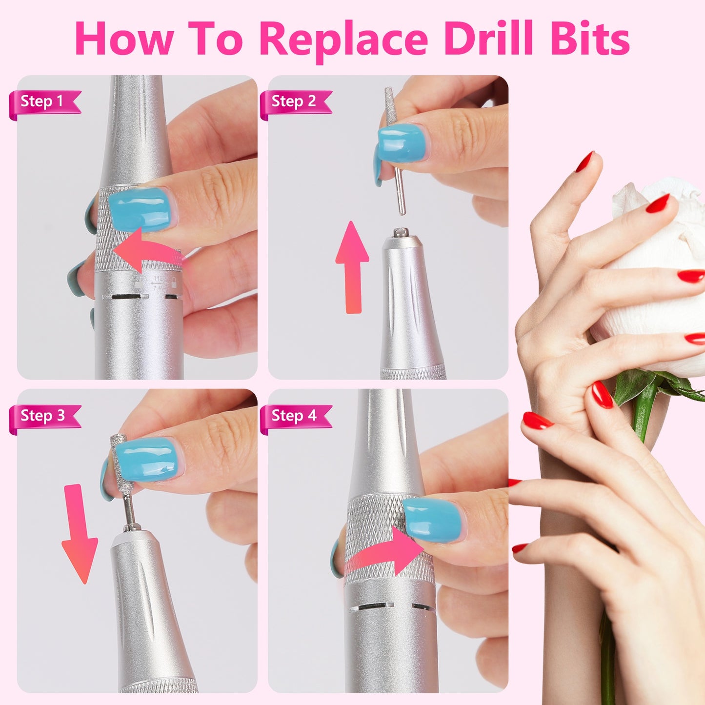 Electric Nail Drill Kit – 45,000 RPM Cordless Acrylic Gel