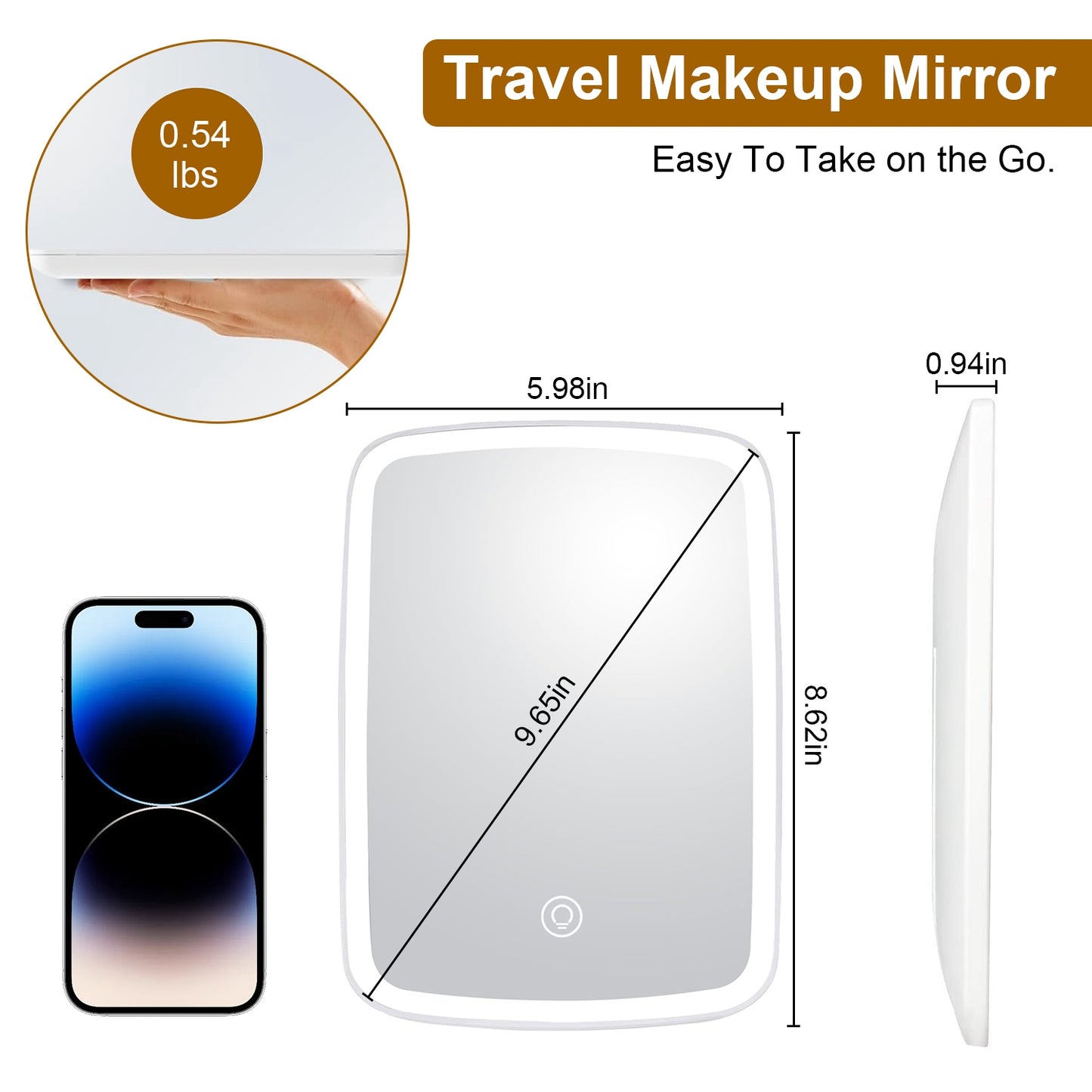 LED Lighted Makeup Mirror – USB Rechargeable Vanity Desk Mirror