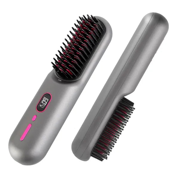 Cordless Hair Straightener Brush – Ionic Anti-Frizz Styling Comb