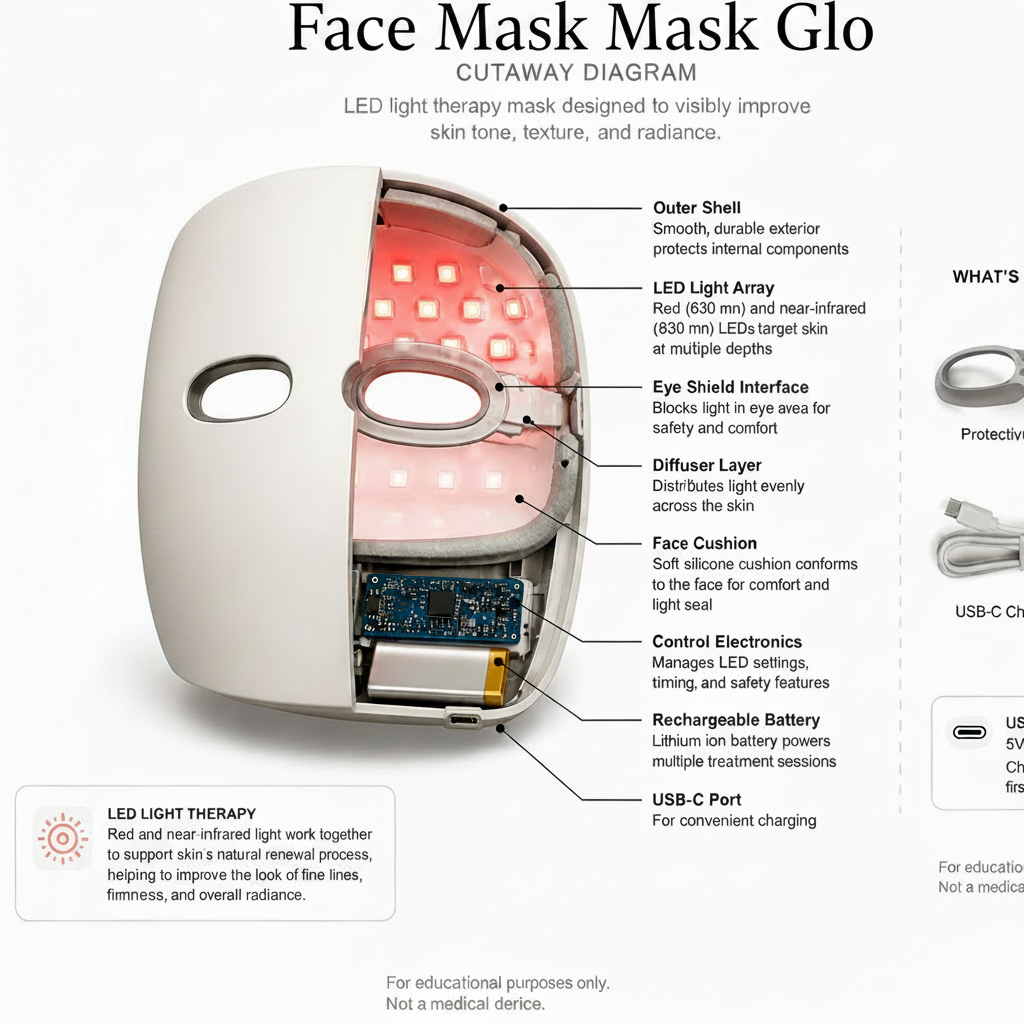 LED Red Light Therapy Face Mask – Anti-Aging Skin Device