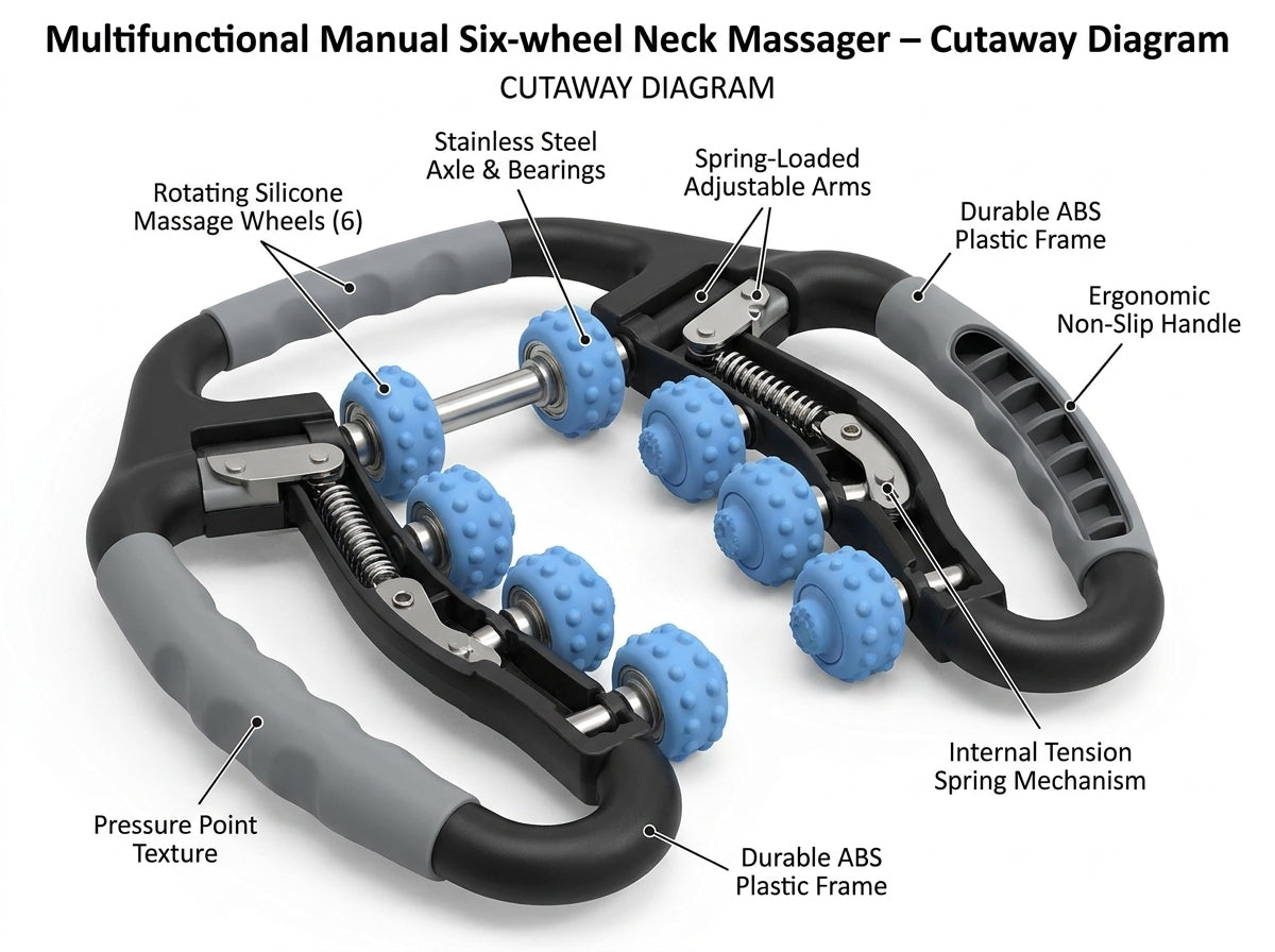 Cervical Neck Massager – 6-Roller Manual Trigger Point Relief