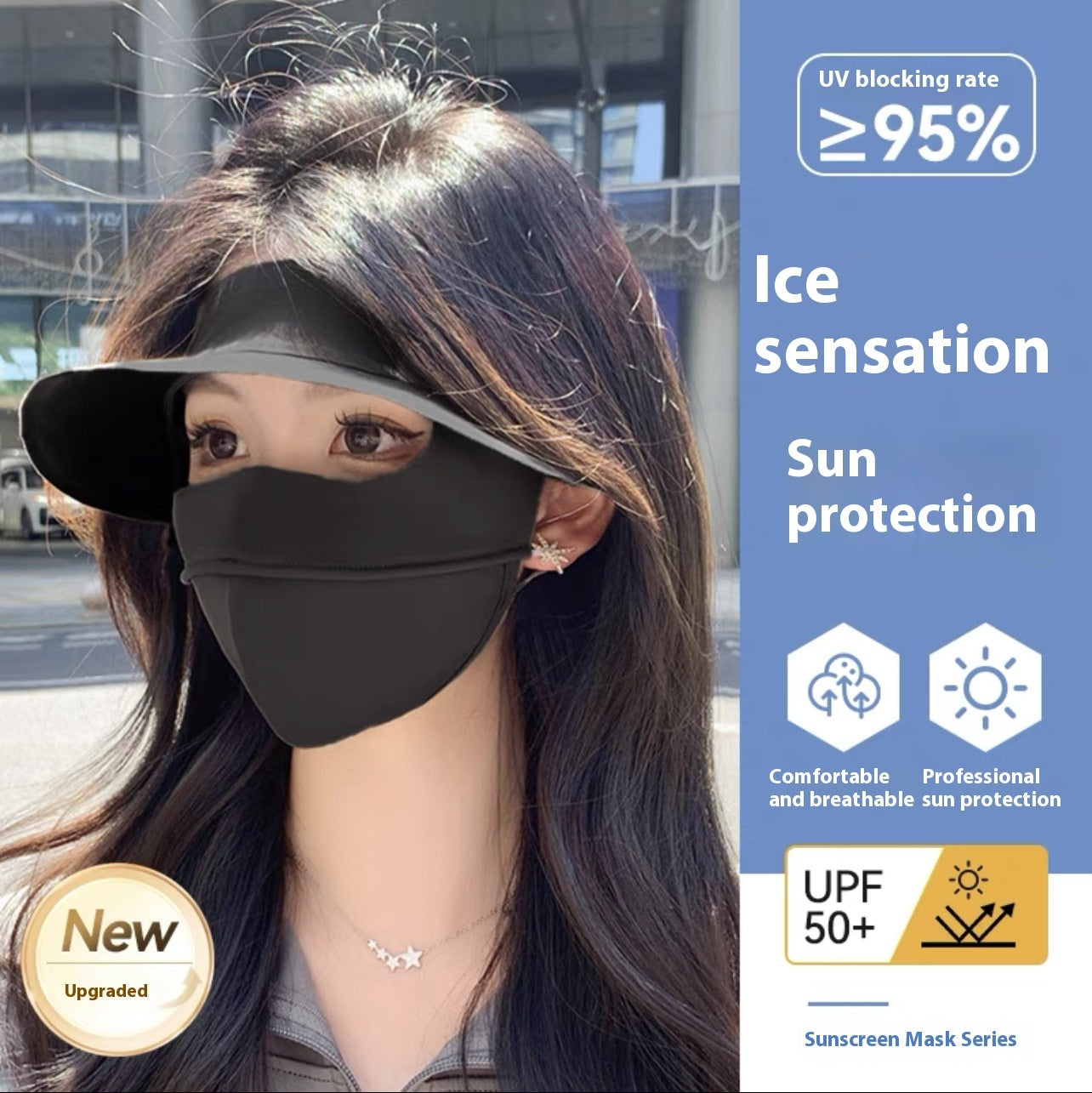 Ice Silk Sun Face Mask – UPF 50+ UV Protection Outdoor Hat
