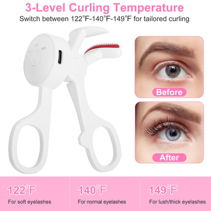 Heated Eyelash Curler – USB Rechargeable Anti-Burn 2-Pack