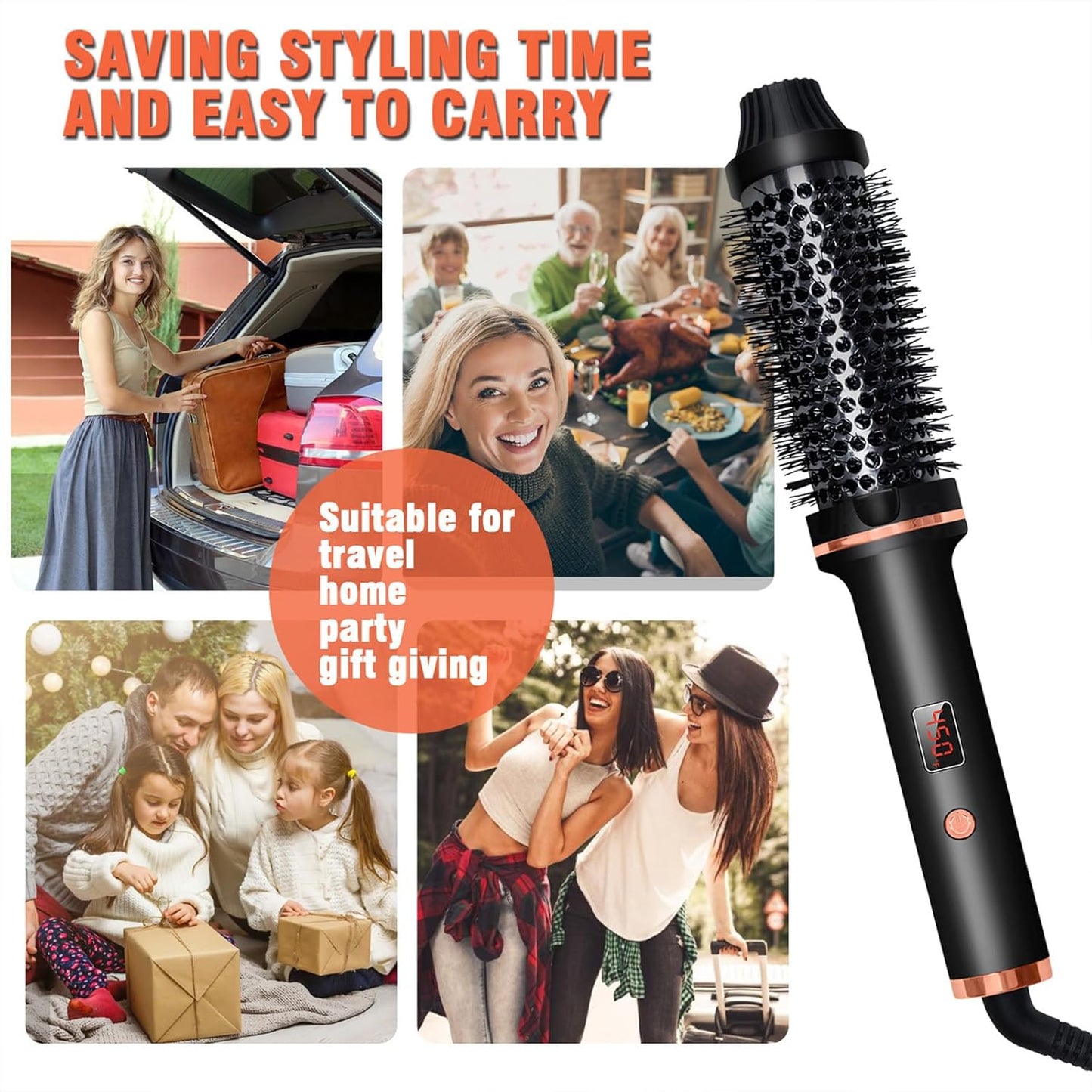 Ceramic Tourmaline Curling Iron Brush – 1.5" Dual Voltage