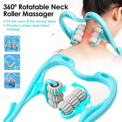 Neck Roller Massager – 360° 6-Ball Manual Trigger Point