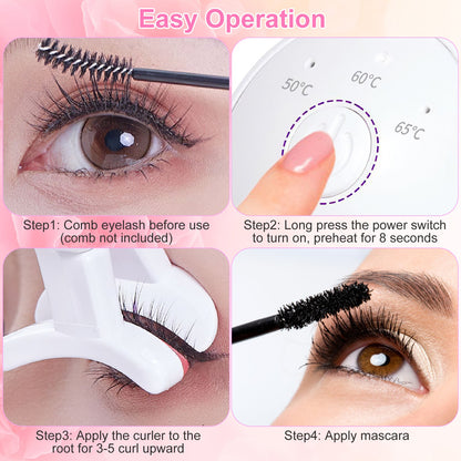 Heated Eyelash Curler – USB Rechargeable Anti-Burn 2-Pack