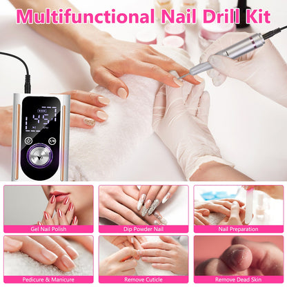 Electric Nail Drill Kit – 45,000 RPM Cordless Acrylic Gel