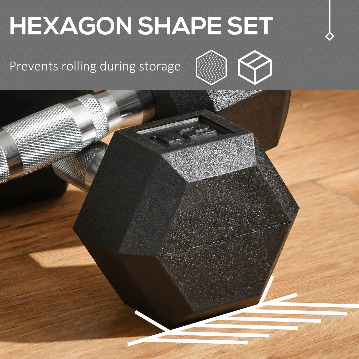 Hex Rubber Dumbbell Set – Non-Slip Home Gym Weight Set