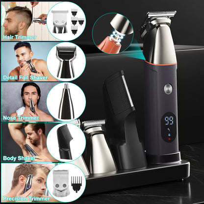 Beard Trimmer for Men – 5-in-1 IPX5 Waterproof Grooming Kit