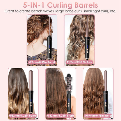 5-in-1 Curling Wand Set – 5 Barrels All Hair Types