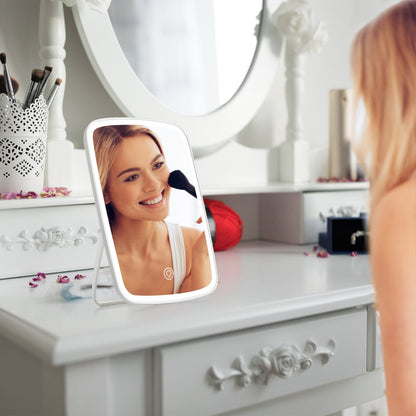 LED Lighted Makeup Mirror – USB Rechargeable Vanity Desk Mirror