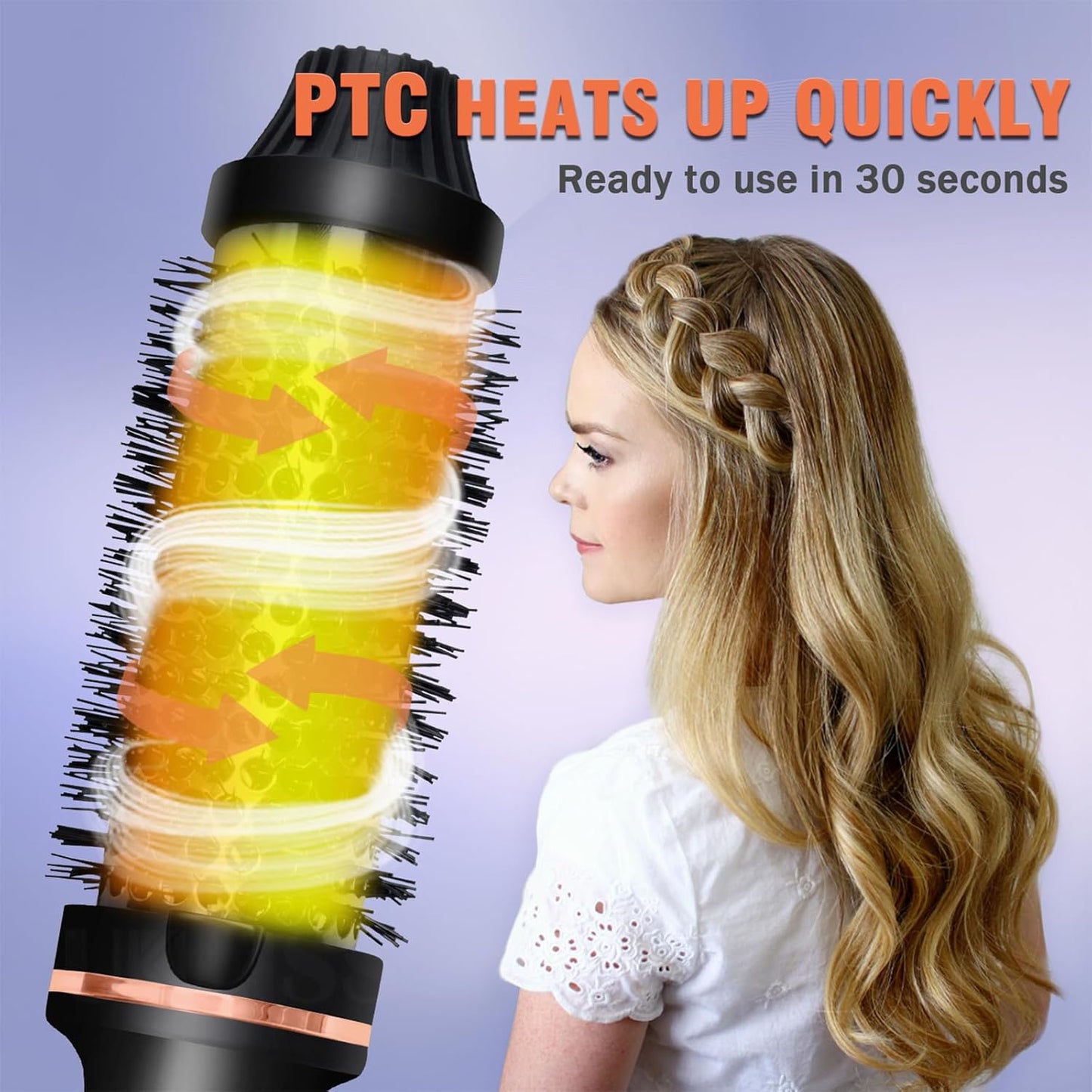 Ceramic Tourmaline Curling Iron Brush – 1.5" Dual Voltage